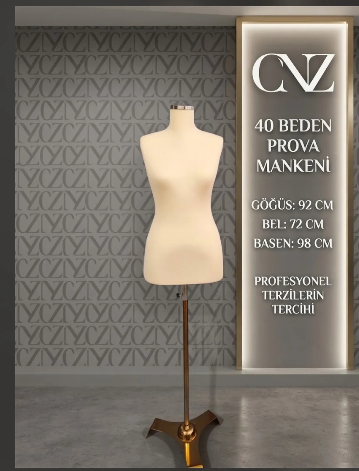Göğüs 92 · Bel 72 · Basen 98 cm