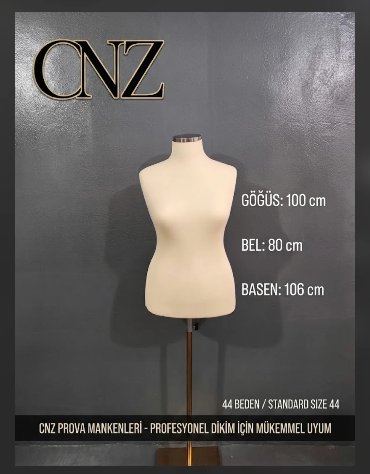 Göğüs 100 · Bel 80 · Basen 106 cm