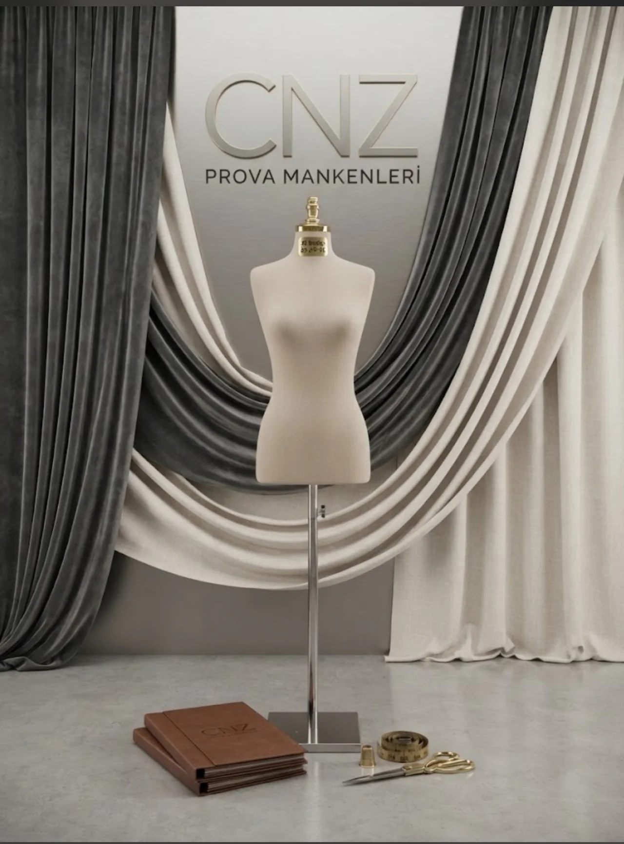 Krem kumaş prova mankeni